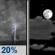 Tonight: A 20 percent chance of showers and thunderstorms before 9pm. Partly cloudy, with a low around 65. Light north northwest wind. Tonight: A 20 percent chance of showers and thunderstorms before 9pm. Partly cloudy, with a low around 65. Light north northwest wind.